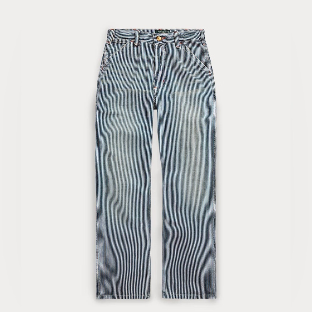 NWT Ralph Lauren Striped Denim Carpenter Pant 8